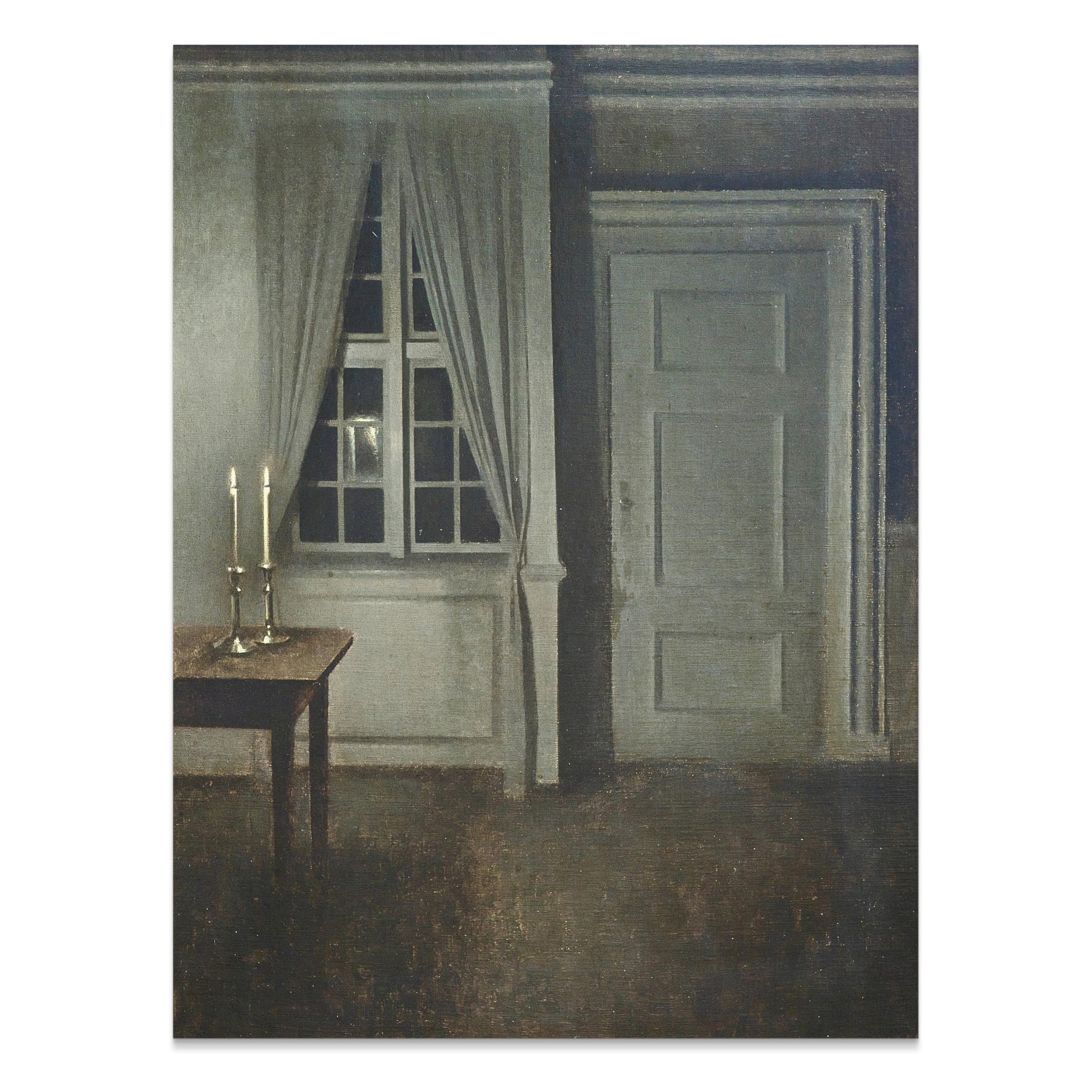 Premium Poster of Atmospheric Candlelit Room with Door and Window Posters