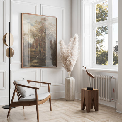 Premium Poster of Autumn Forest Scene with Hunters Art Print Posters