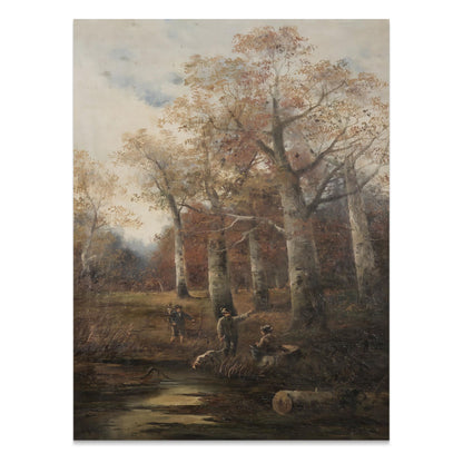 Premium Poster of Autumn Forest Scene with Hunters Art Print Posters