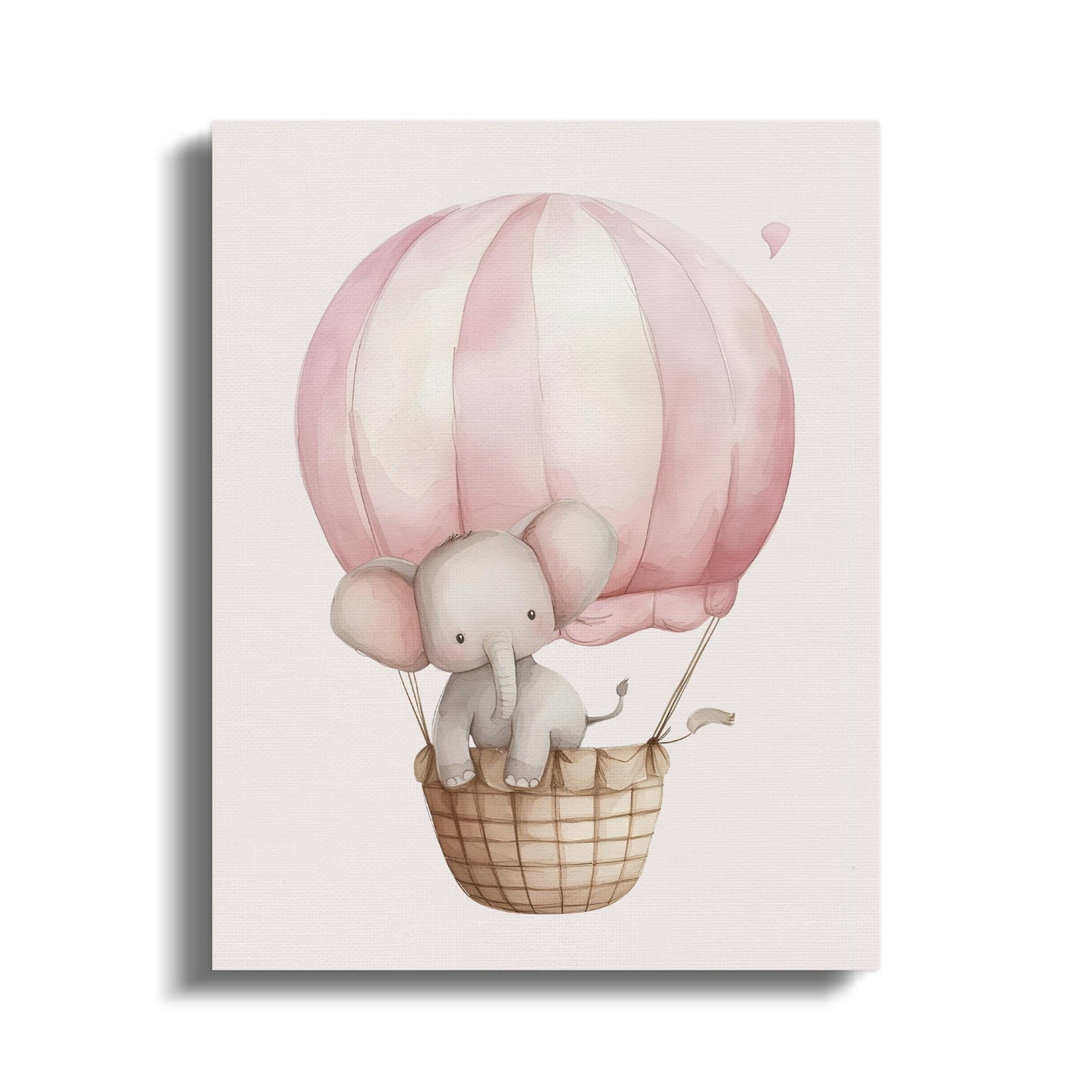 Premium Poster of Baby Elephant Hot Air Balloon Canvas Wraps
