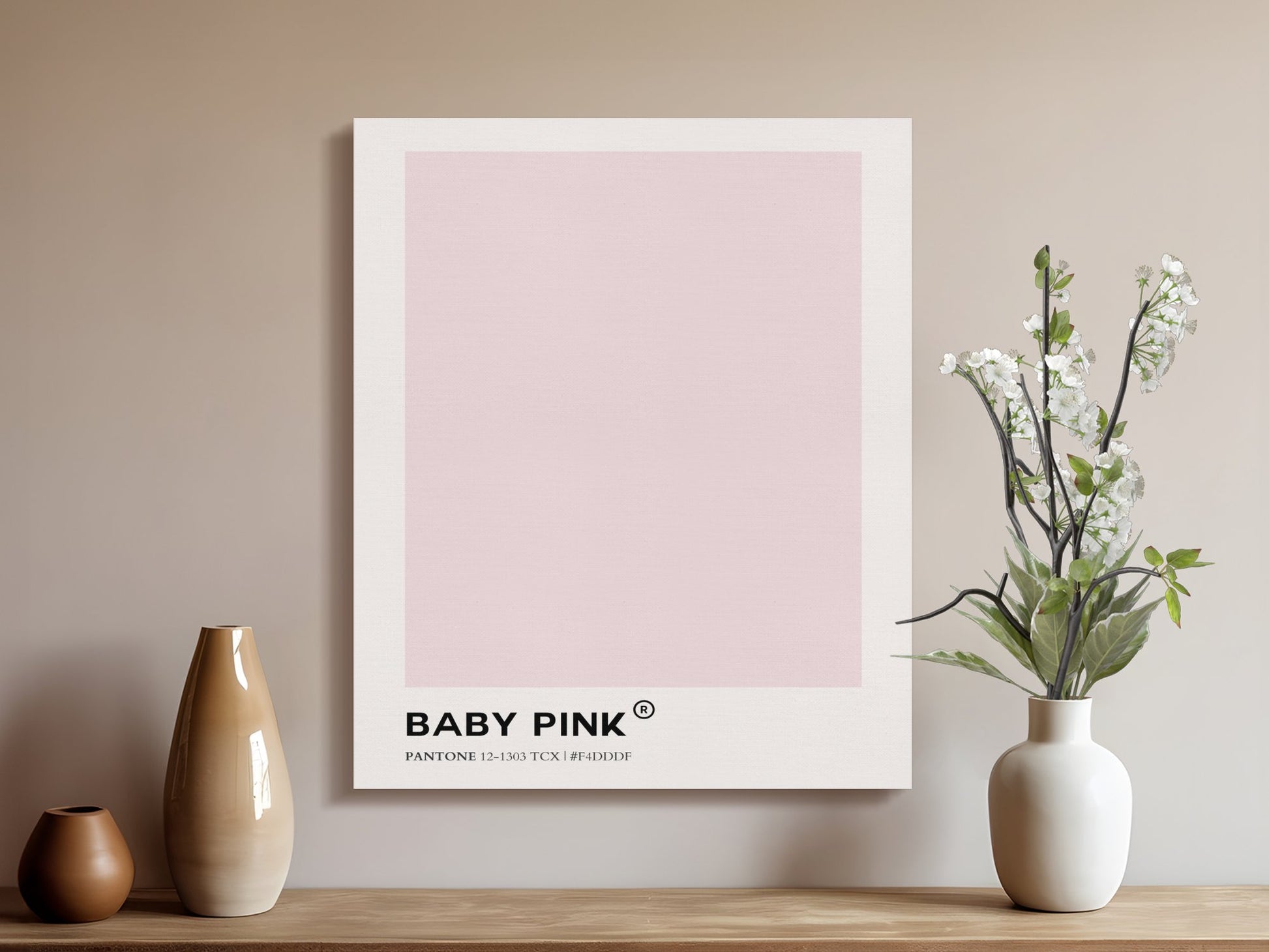 Premium Poster of Baby Pink Nursery Wall Art Pantone Canvas Wraps