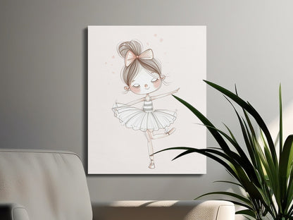 Premium Poster of Ballerina Illustration for Nursery Canvas Wraps
