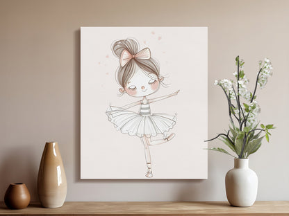 Premium Poster of Ballerina Illustration for Nursery Canvas Wraps