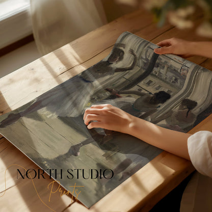 Premium Poster of Ballerinas In The Studio Cityscape Background Posters