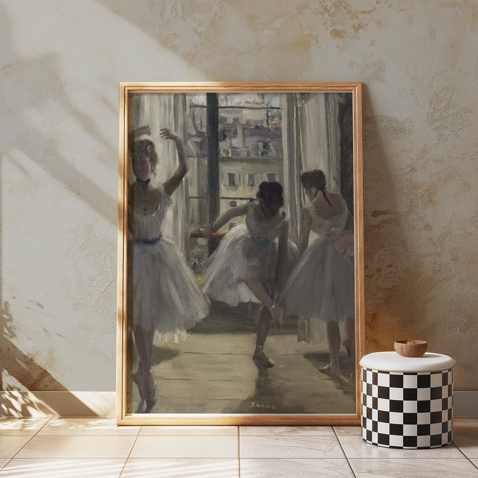 Premium Poster of Ballerinas In The Studio Cityscape Background Posters