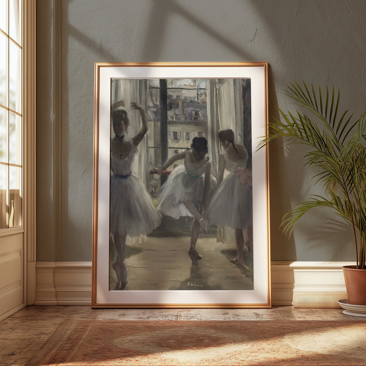 Premium Poster of Ballerinas In The Studio Cityscape Background Posters