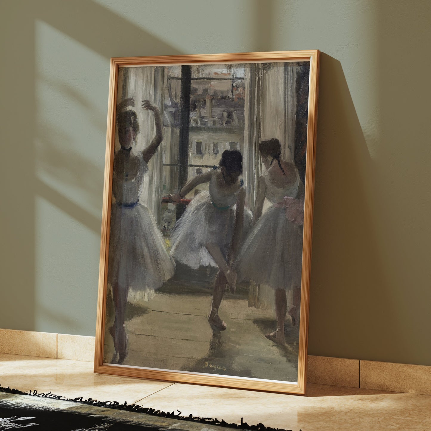Premium Poster of Ballerinas In The Studio Cityscape Background Posters