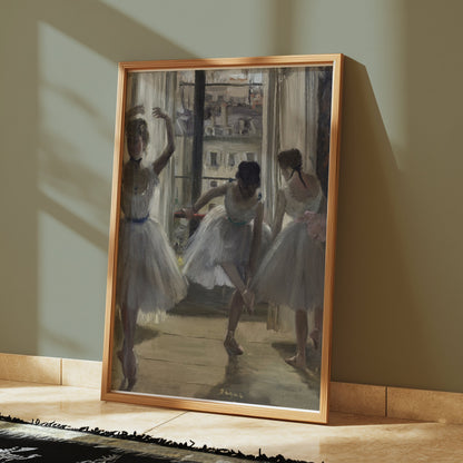 Premium Poster of Ballerinas In The Studio Cityscape Background Posters