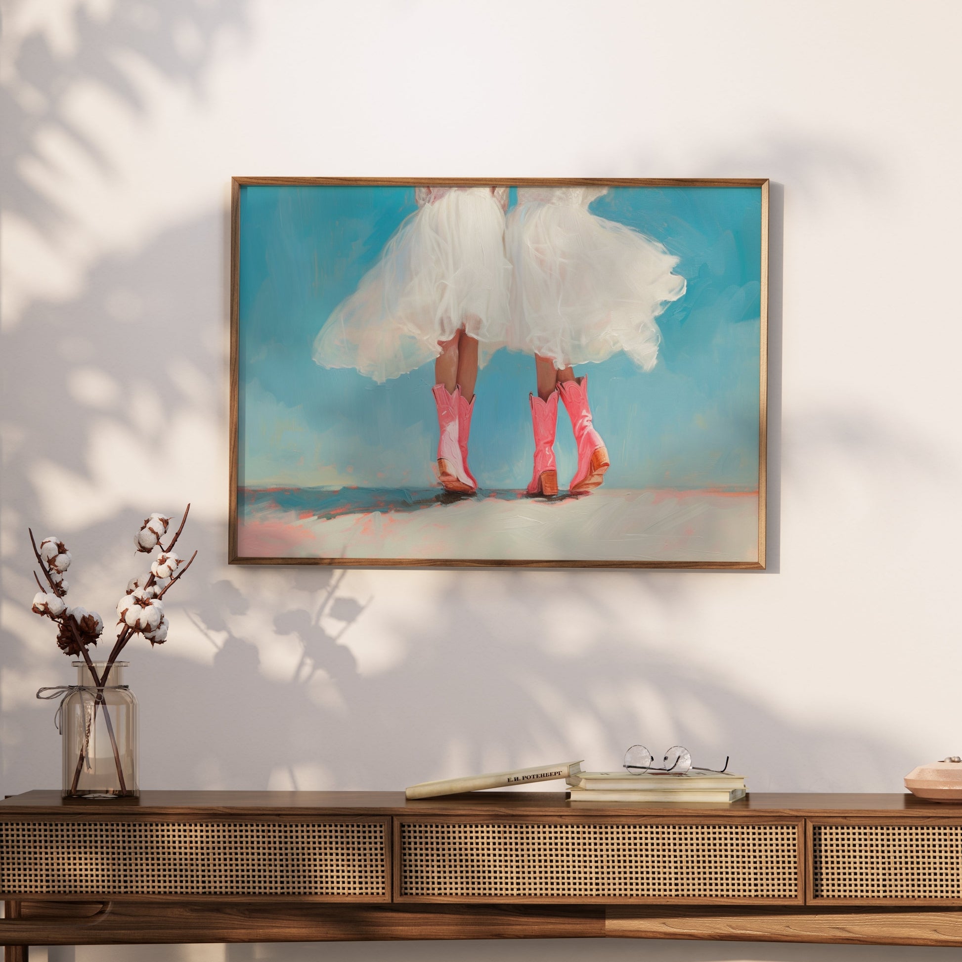 Premium Poster of Ballet Dresses and Pink Cowboy Boots Wall Art Posters