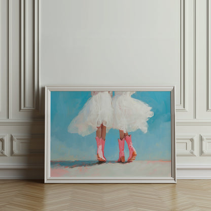 Premium Poster of Ballet Dresses and Pink Cowboy Boots Wall Art Posters