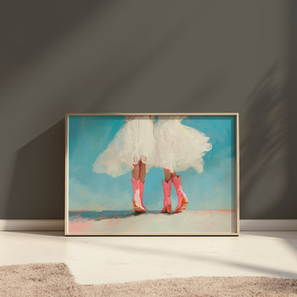Premium Poster of Ballet Dresses and Pink Cowboy Boots Wall Art Posters