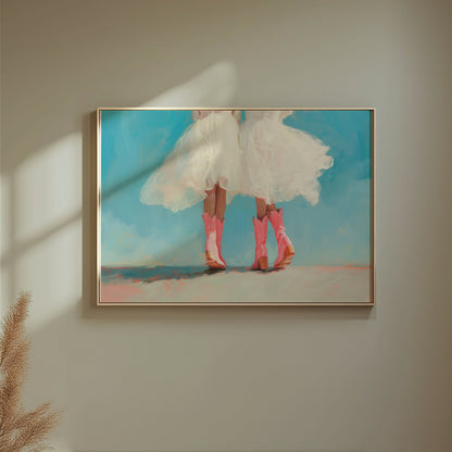 Premium Poster of Ballet Dresses and Pink Cowboy Boots Wall Art Posters