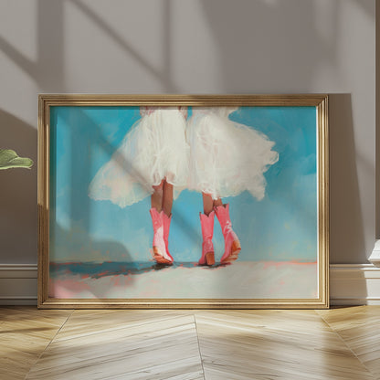 Premium Poster of Ballet Dresses and Pink Cowboy Boots Wall Art Posters