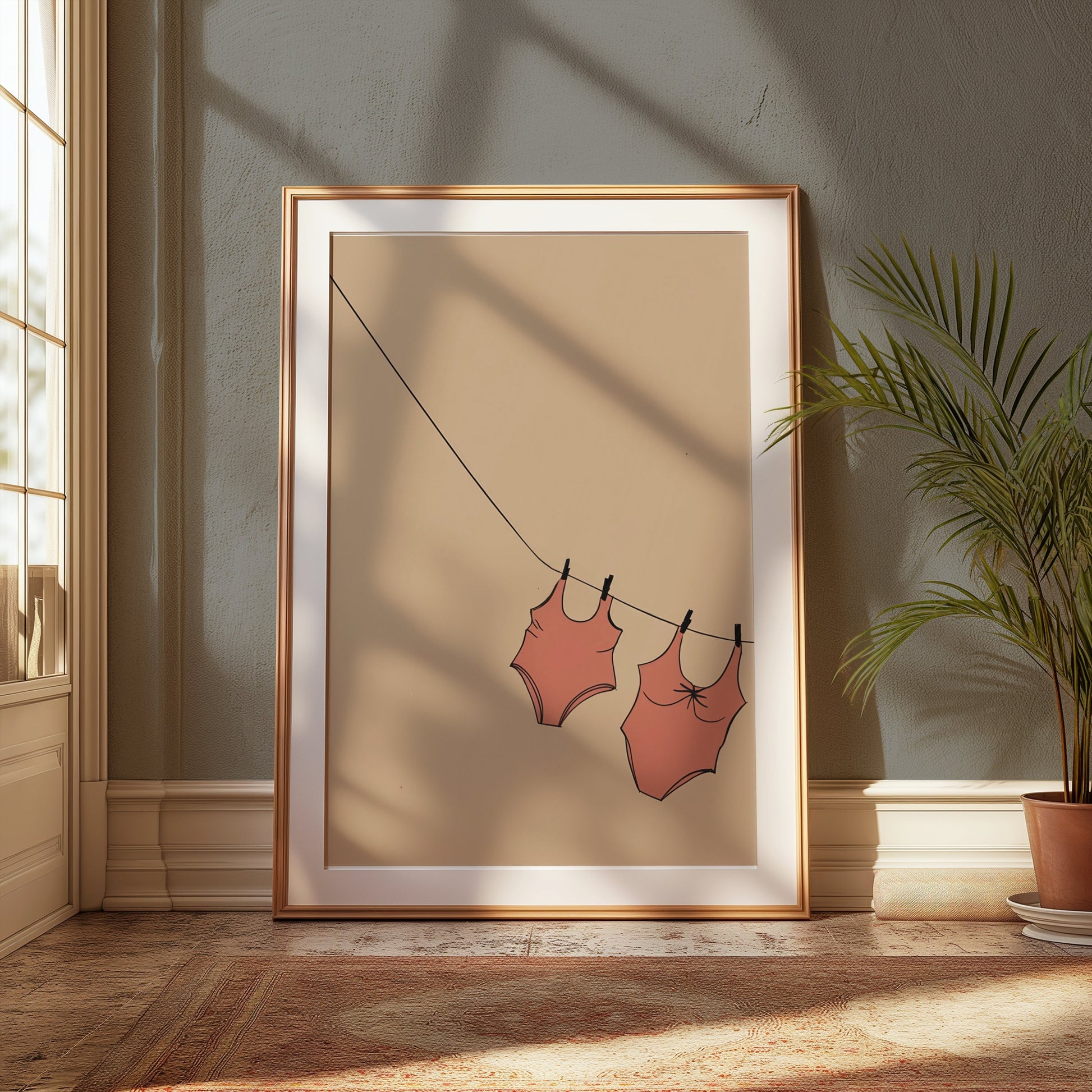 Premium Poster of Bathing Suit Cloth Hanging Minimalist Wall Art Posters