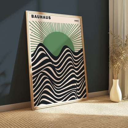 Premium Poster of Bauhaus 1923 Abstract Waves and Sunburst Art Posters