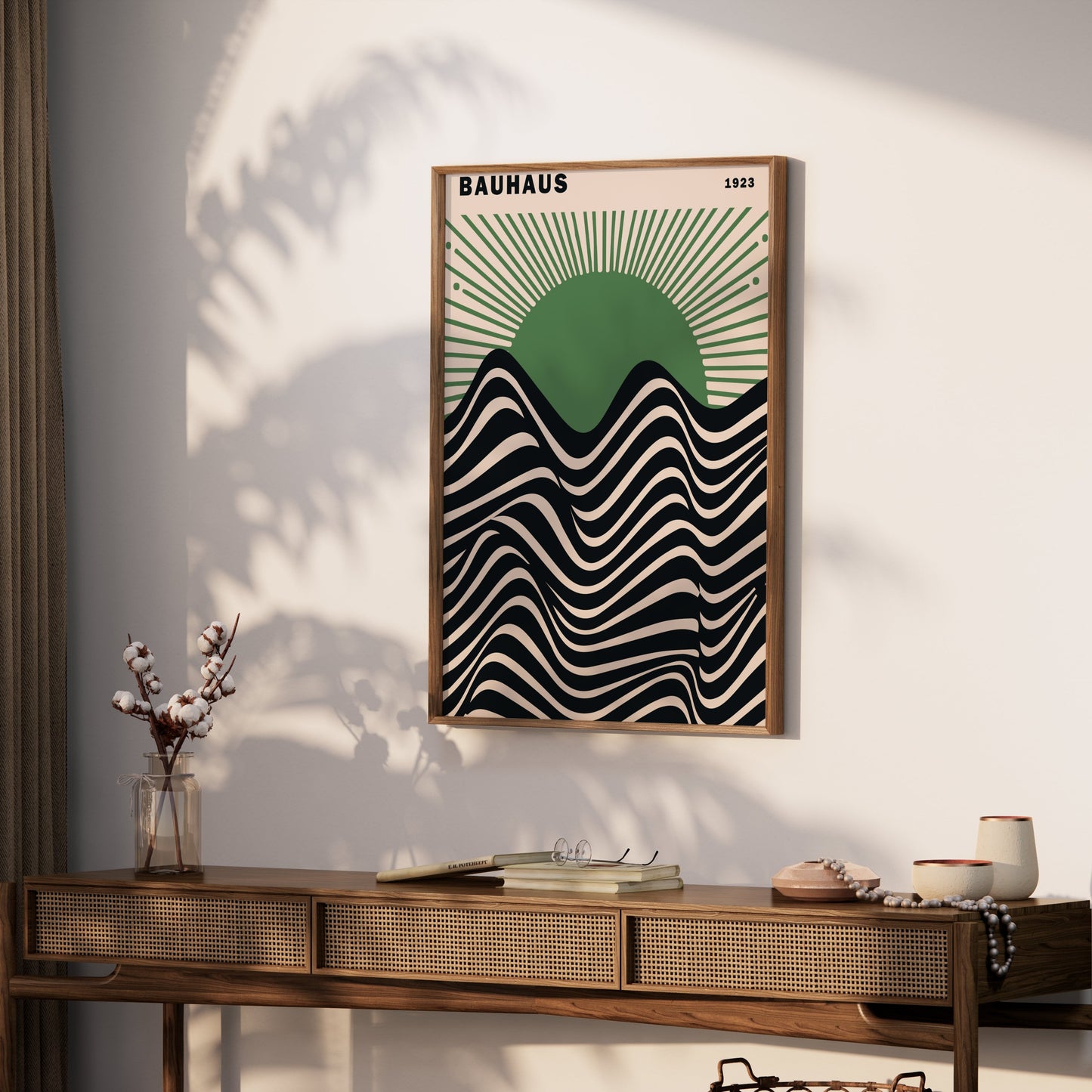 Premium Poster of Bauhaus 1923 Abstract Waves and Sunburst Art Posters