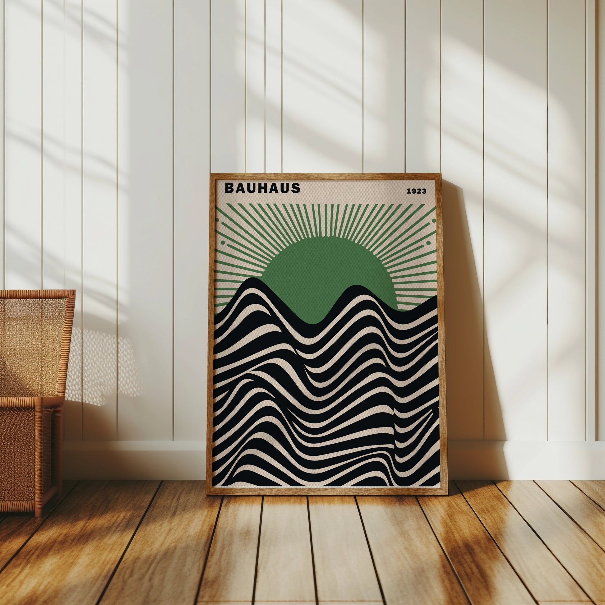 Premium Poster of Bauhaus 1923 Abstract Waves and Sunburst Art Posters