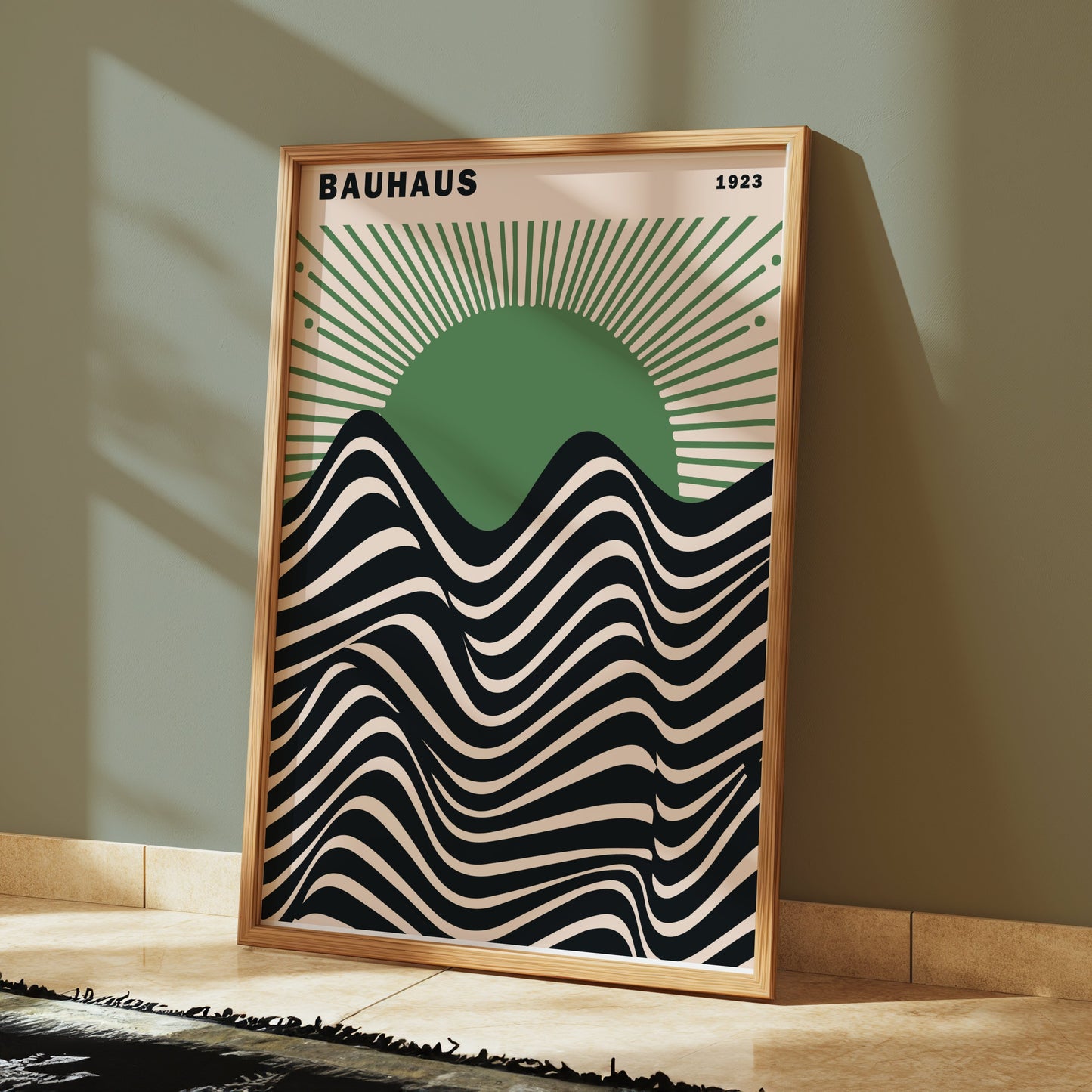 Premium Poster of Bauhaus 1923 Abstract Waves and Sunburst Art Posters