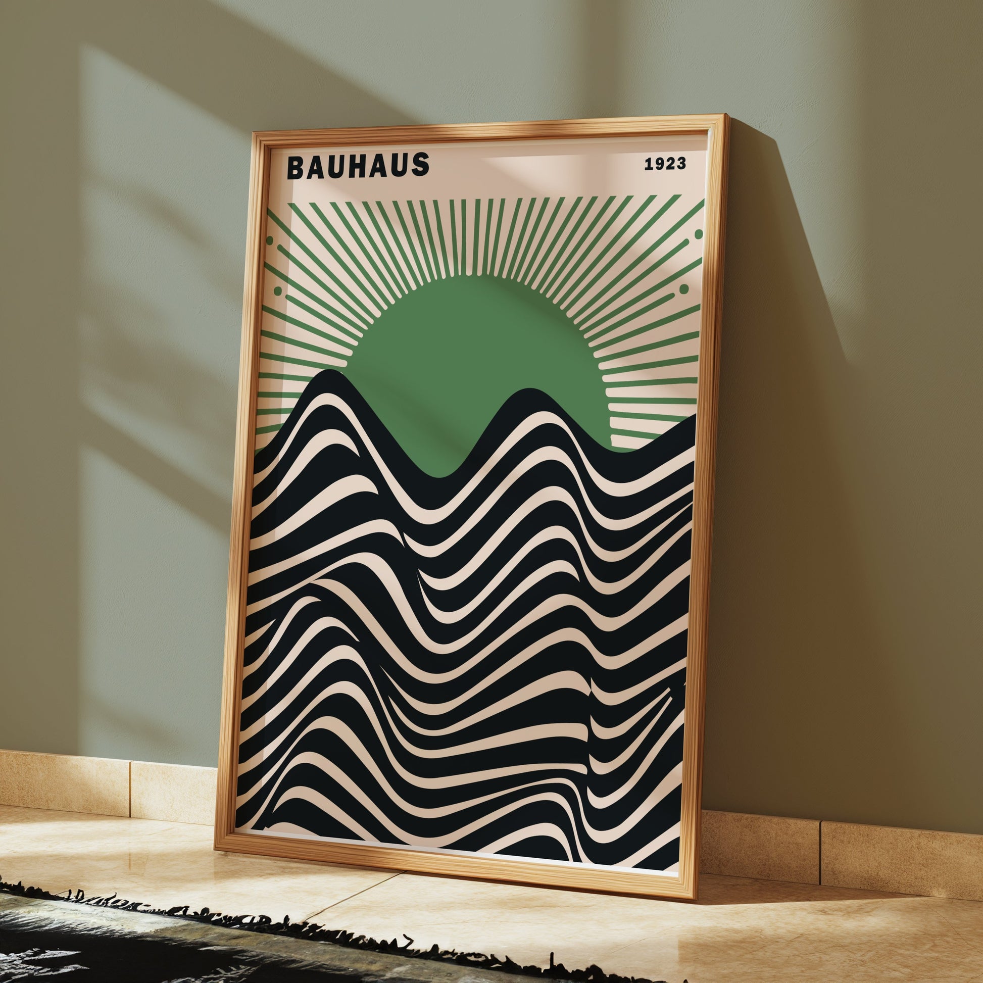 Premium Poster of Bauhaus 1923 Abstract Waves and Sunburst Art Posters