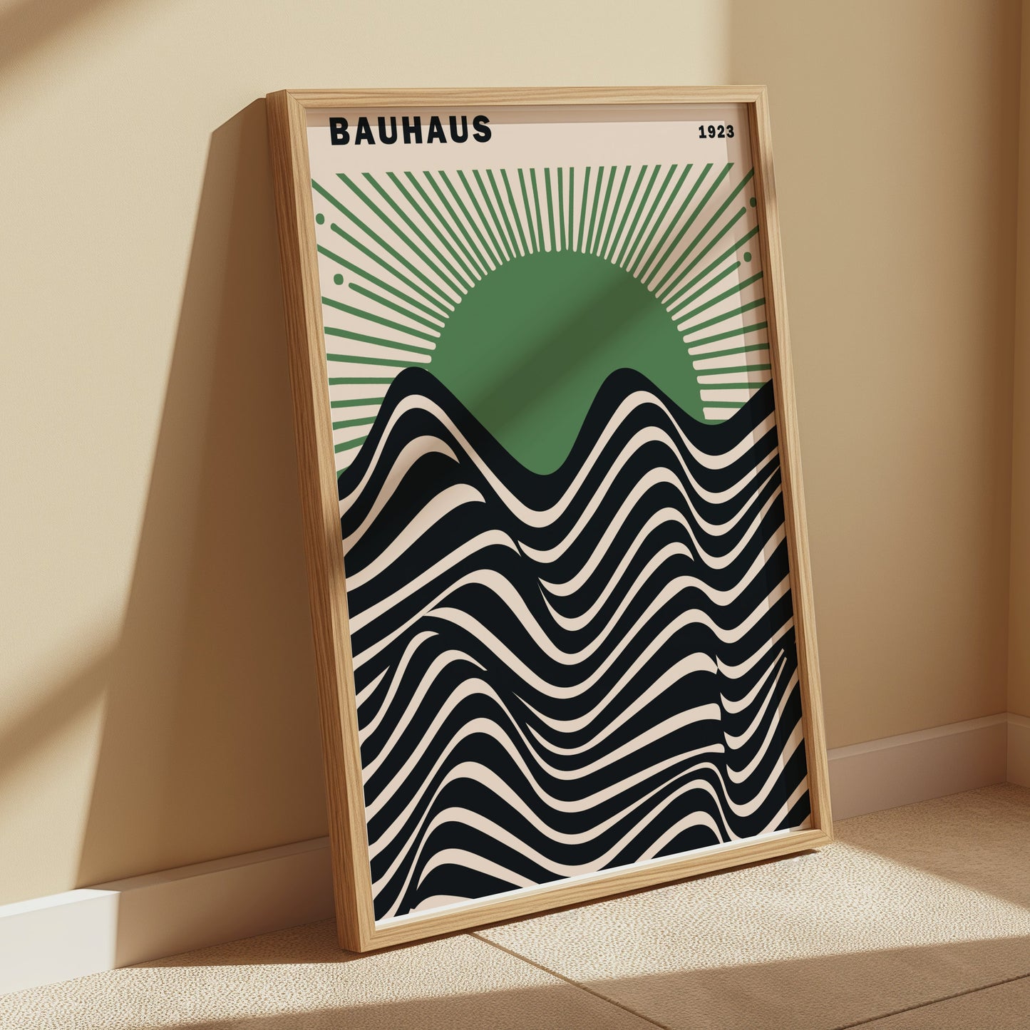 Premium Poster of Bauhaus 1923 Abstract Waves and Sunburst Art Posters