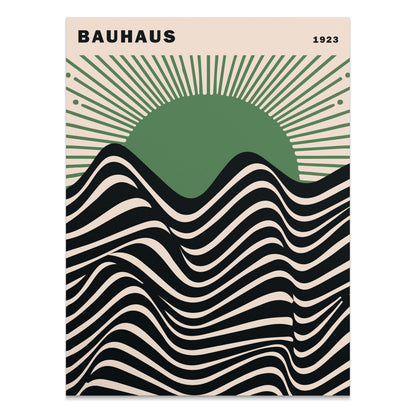 Premium Poster of Bauhaus 1923 Abstract Waves and Sunburst Art Posters