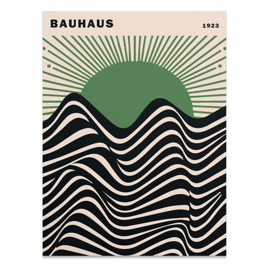 Premium Poster of Bauhaus 1923 Abstract Waves and Sunburst Art Posters