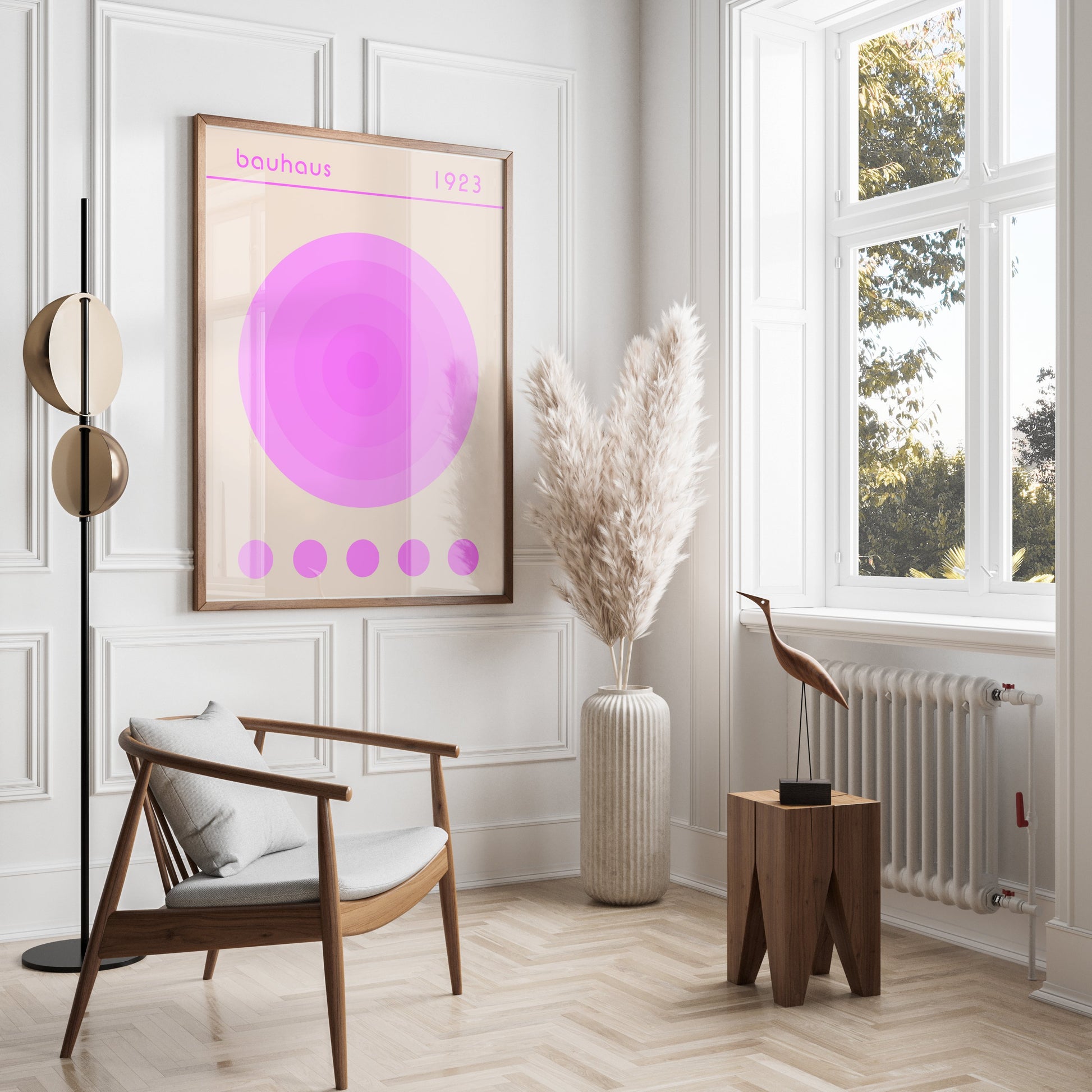 Premium Poster of Bauhaus 1923 Pink Concentric Circles Art Posters