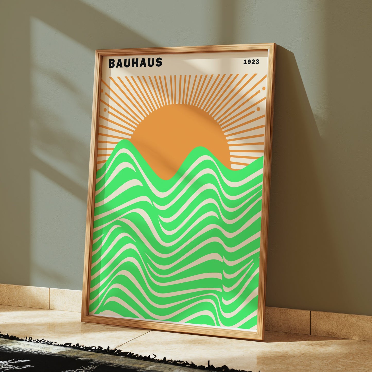 Premium Poster of Bauhaus 1923 Sun and Waves Vibrant Artwork Posters