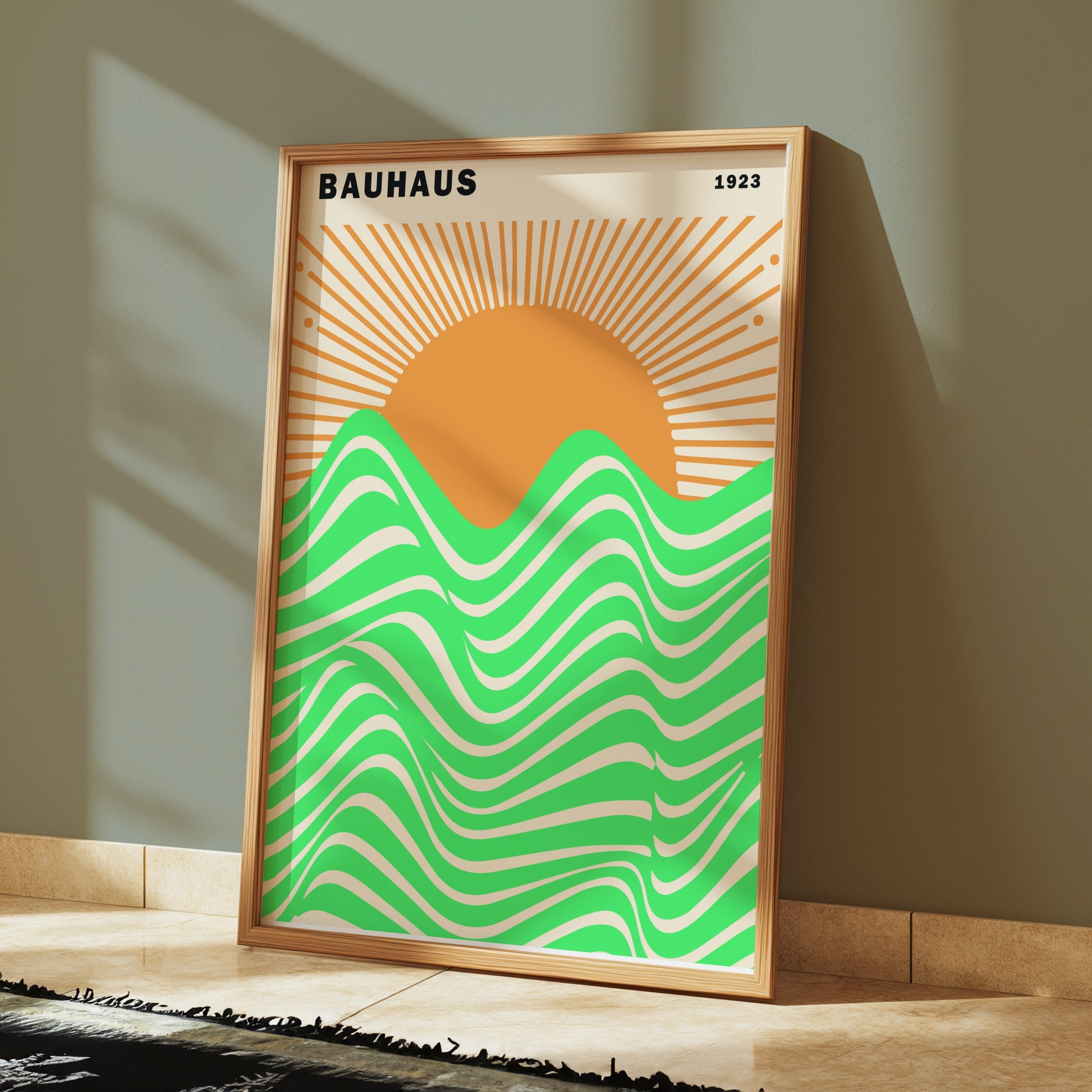 Premium Poster of Bauhaus 1923 Sun and Waves Vibrant Artwork Posters