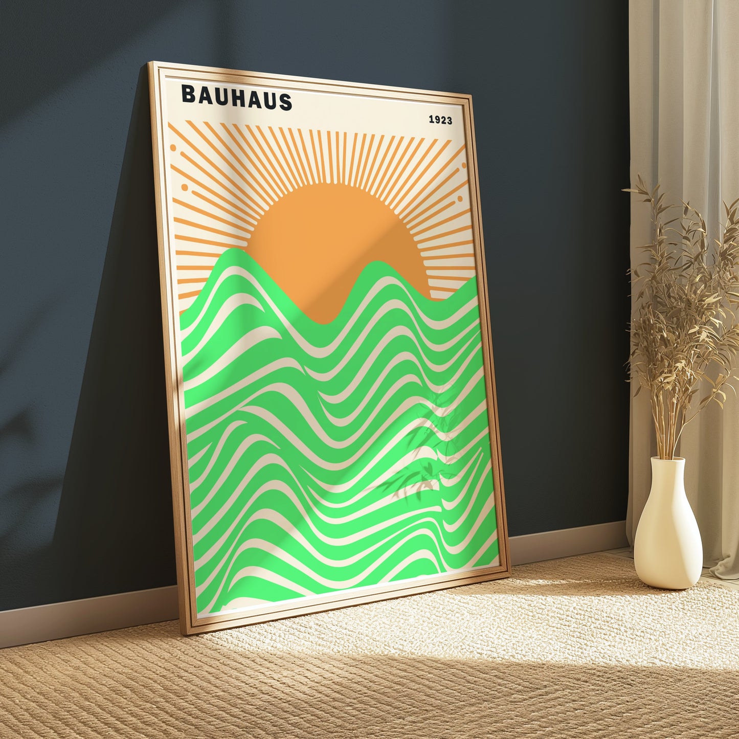 Premium Poster of Bauhaus 1923 Sun and Waves Vibrant Artwork Posters