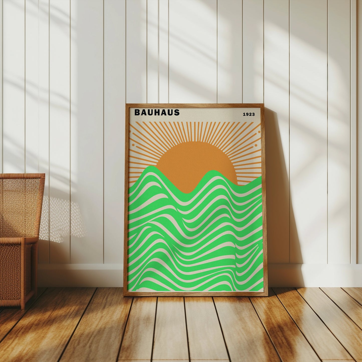 Premium Poster of Bauhaus 1923 Sun and Waves Vibrant Artwork Posters