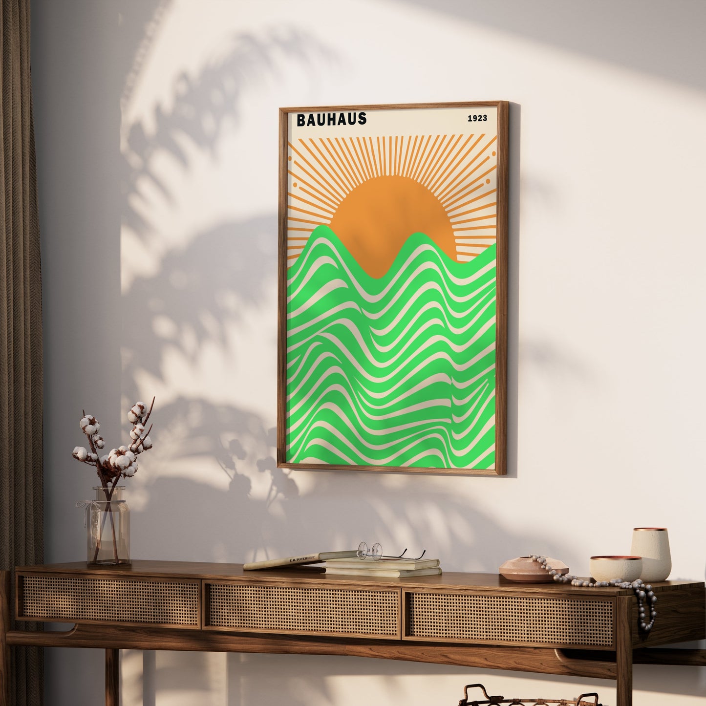 Premium Poster of Bauhaus 1923 Sun and Waves Vibrant Artwork Posters