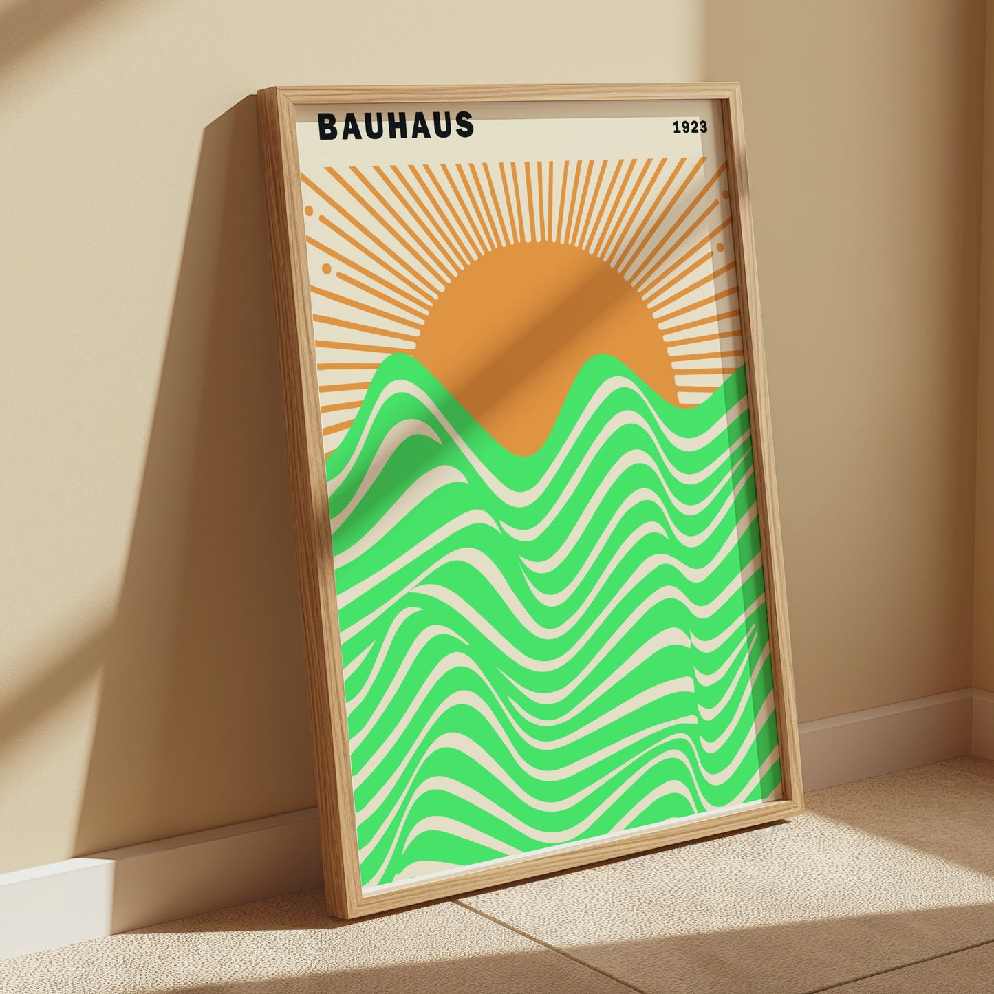 Premium Poster of Bauhaus 1923 Sun and Waves Vibrant Artwork Posters