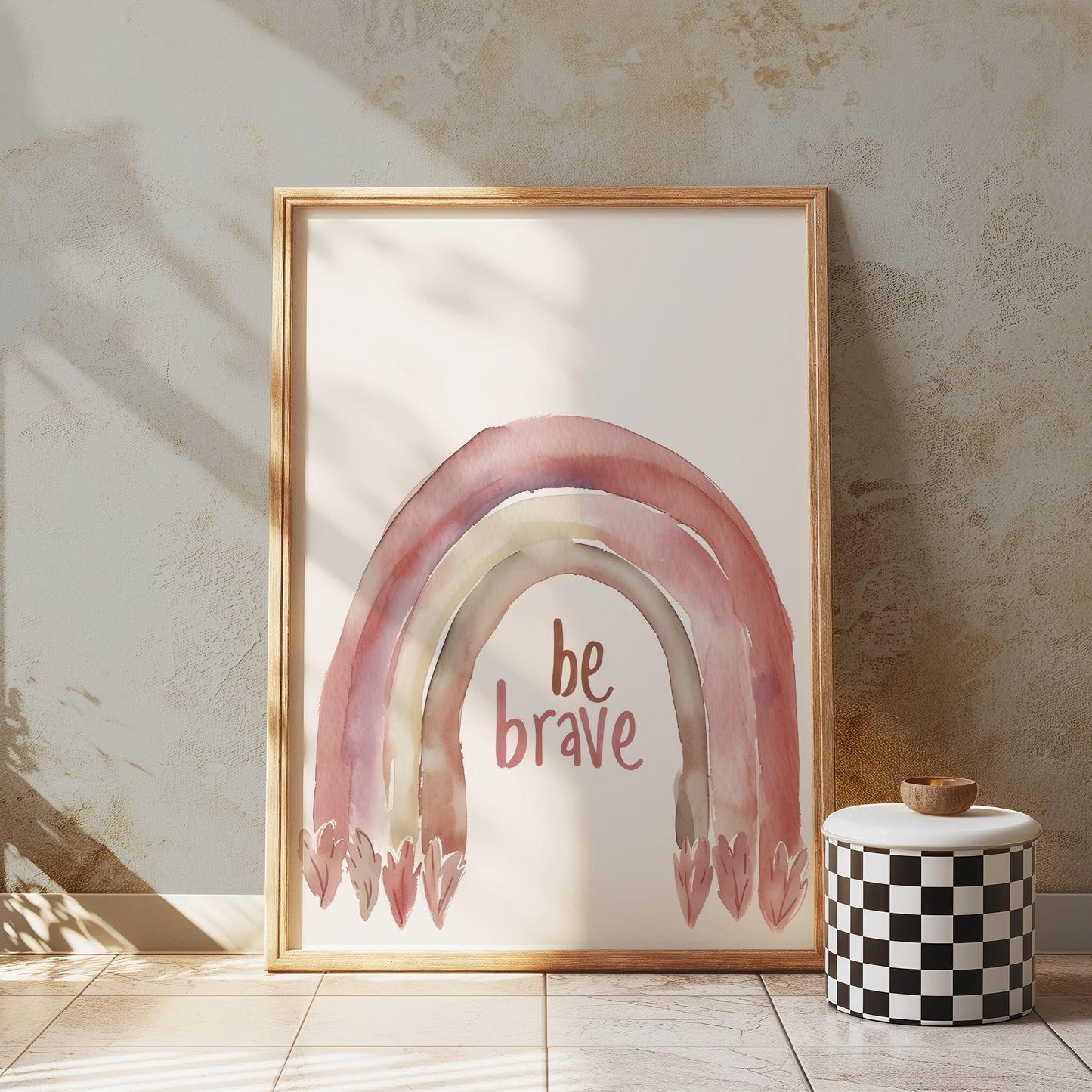 Premium Poster of Be Brave Rainbow Watercolor Design Wall Art Posters