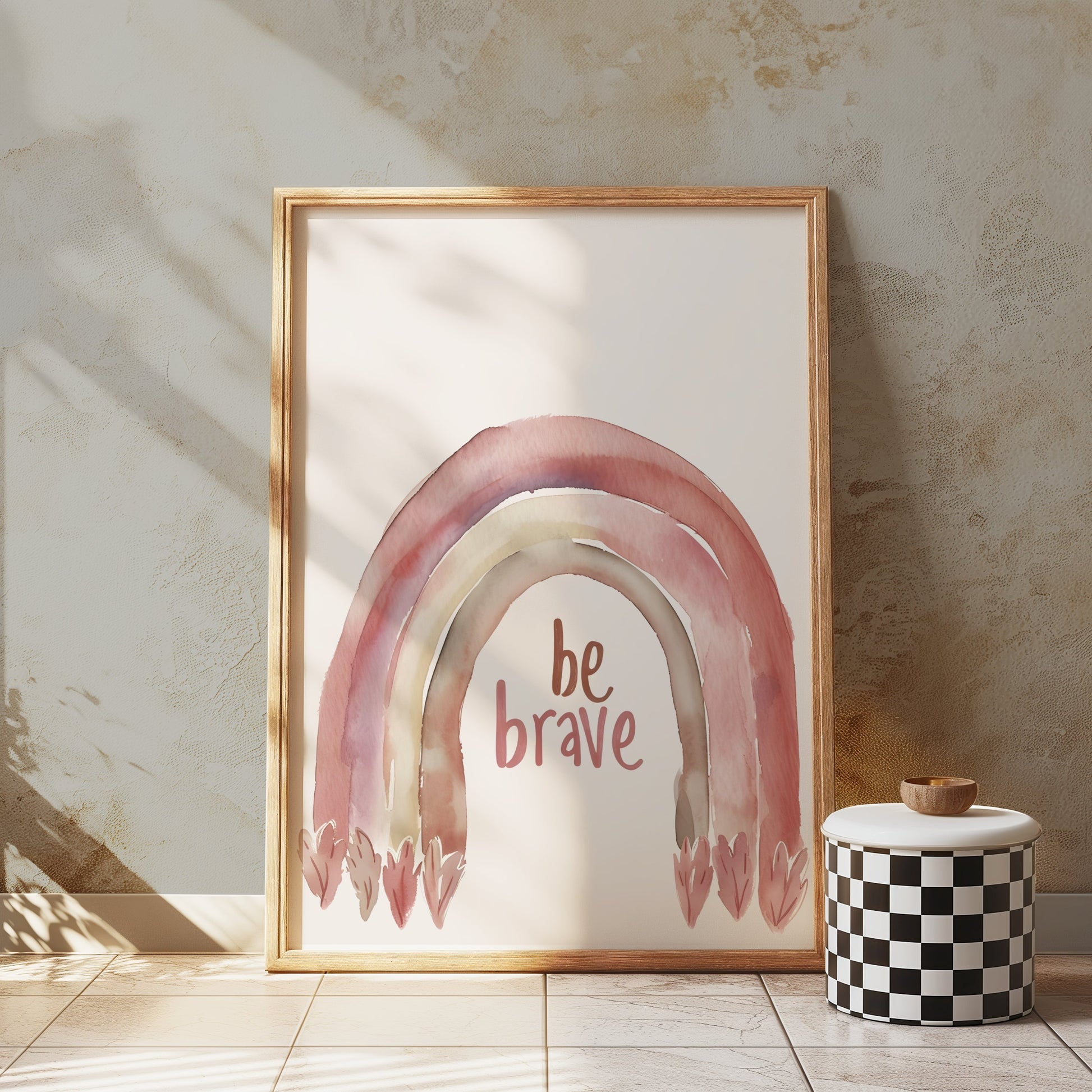 Premium Poster of Be Brave Rainbow Watercolor Design Wall Art Posters