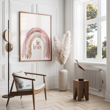 Premium Poster of Be Brave Rainbow Watercolor Design Wall Art Posters