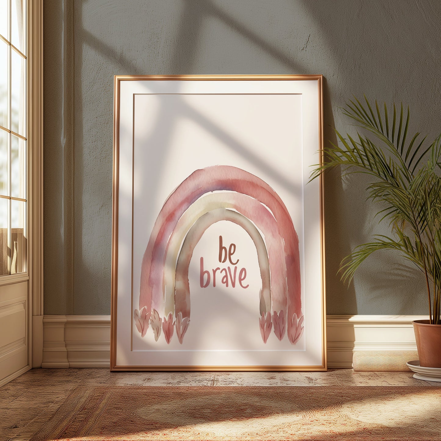 Premium Poster of Be Brave Rainbow Watercolor Design Wall Art Posters