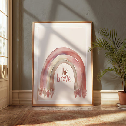 Premium Poster of Be Brave Rainbow Watercolor Design Wall Art Posters