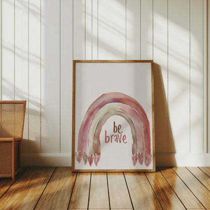 Premium Poster of Be Brave Rainbow Watercolor Design Wall Art Posters