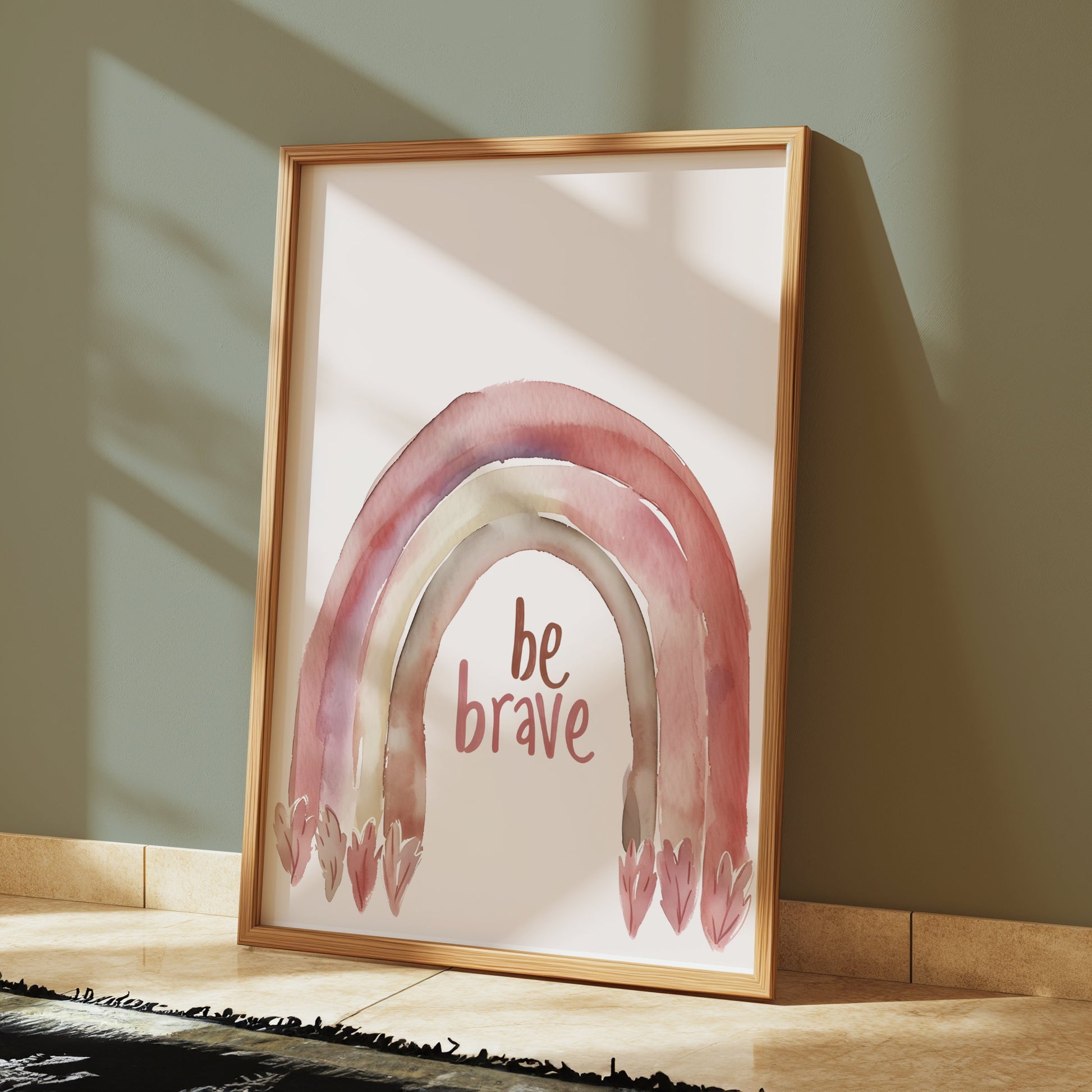 Premium Poster of Be Brave Rainbow Watercolor Design Wall Art Posters