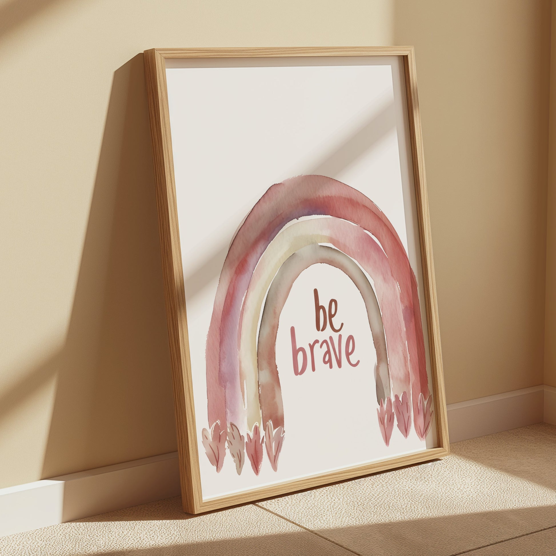 Premium Poster of Be Brave Rainbow Watercolor Design Wall Art Posters