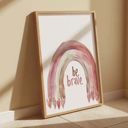 Premium Poster of Be Brave Rainbow Watercolor Design Wall Art Posters