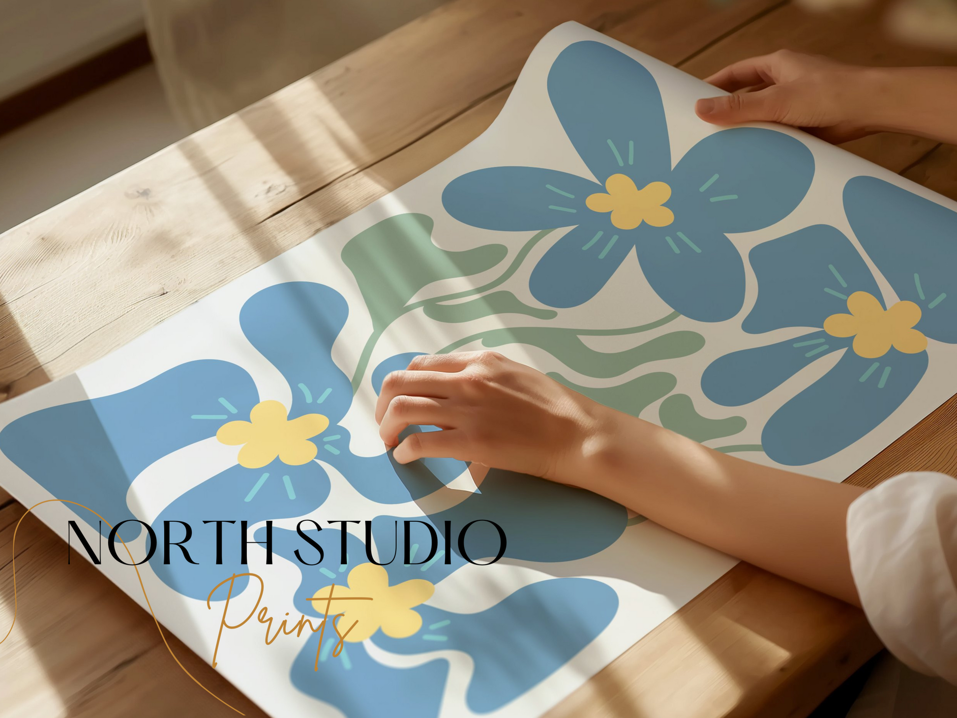 Premium Poster of Beautiful Abstract Blue Floral Art Design Posters