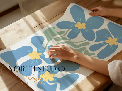 Premium Poster of Beautiful Abstract Blue Floral Art Design Posters