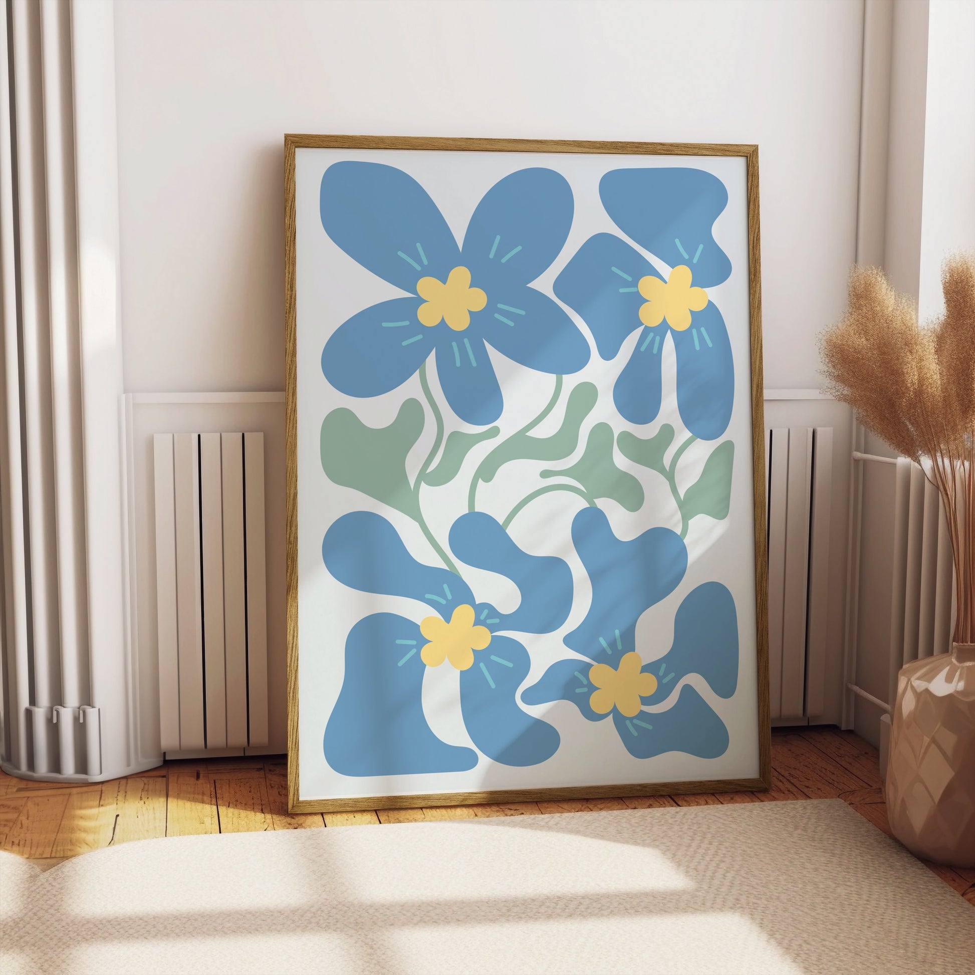 Premium Poster of Beautiful Abstract Blue Floral Art Design Posters