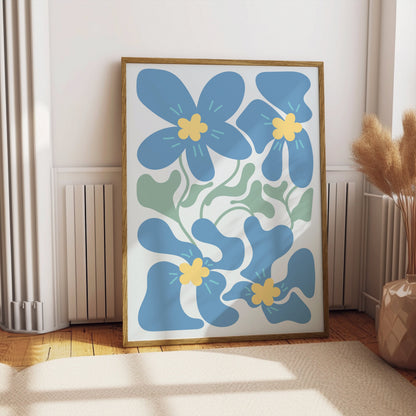 Premium Poster of Beautiful Abstract Blue Floral Art Design Posters