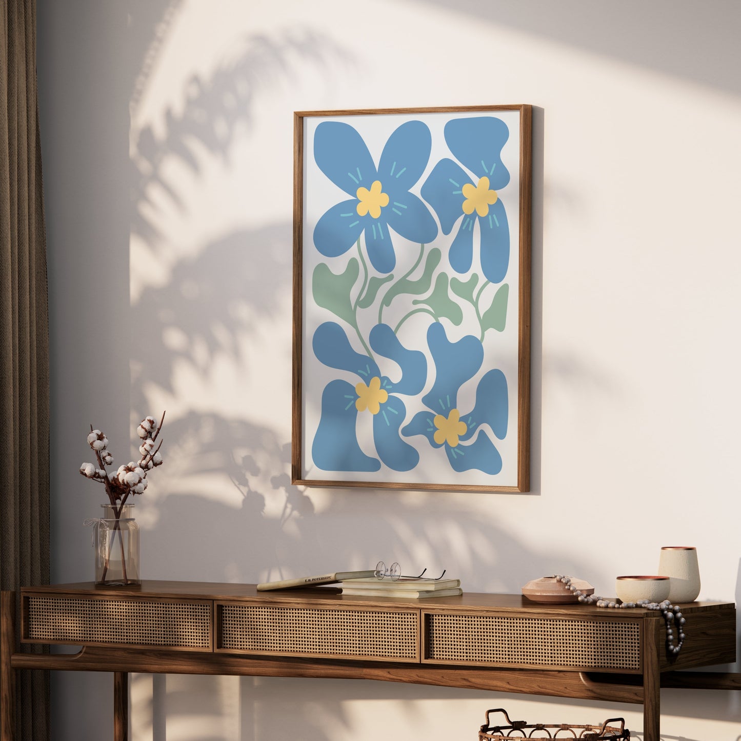 Premium Poster of Beautiful Abstract Blue Floral Art Design Posters