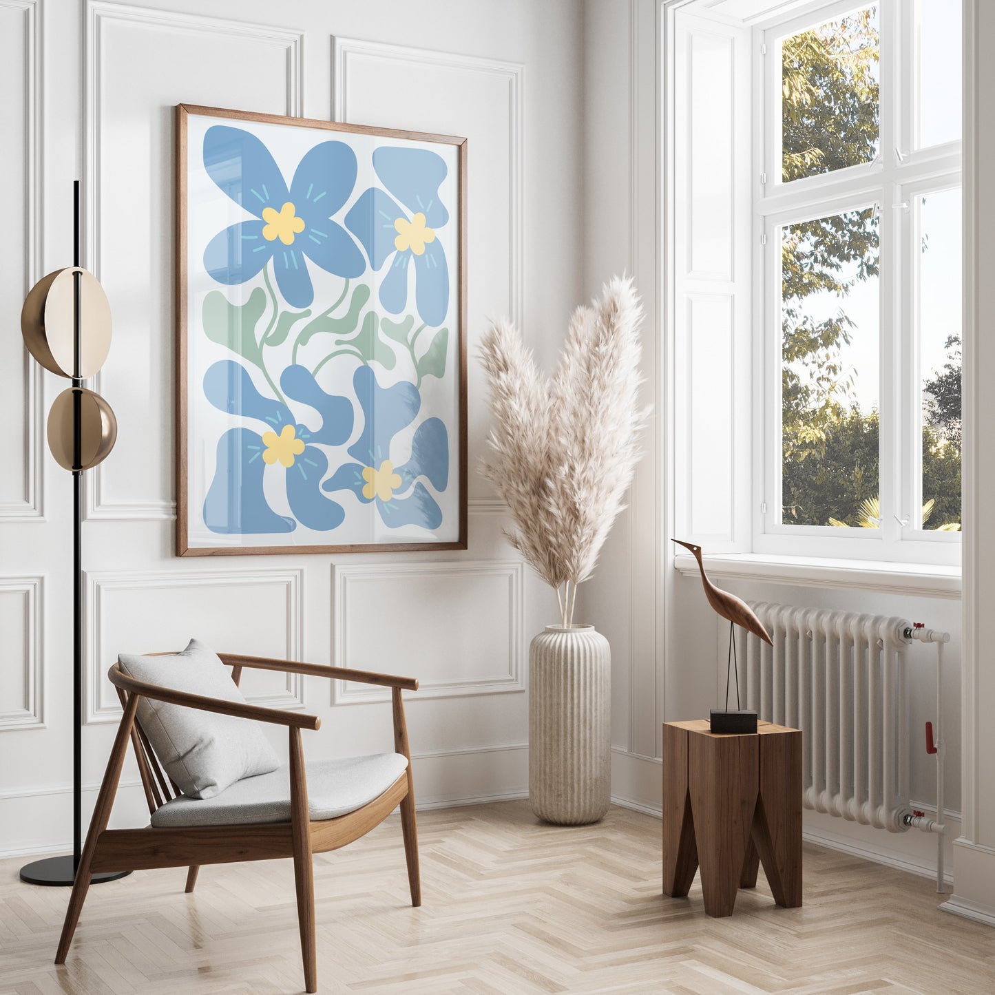 Premium Poster of Beautiful Abstract Blue Floral Art Design Posters