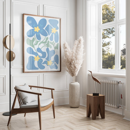 Premium Poster of Beautiful Abstract Blue Floral Art Design Posters
