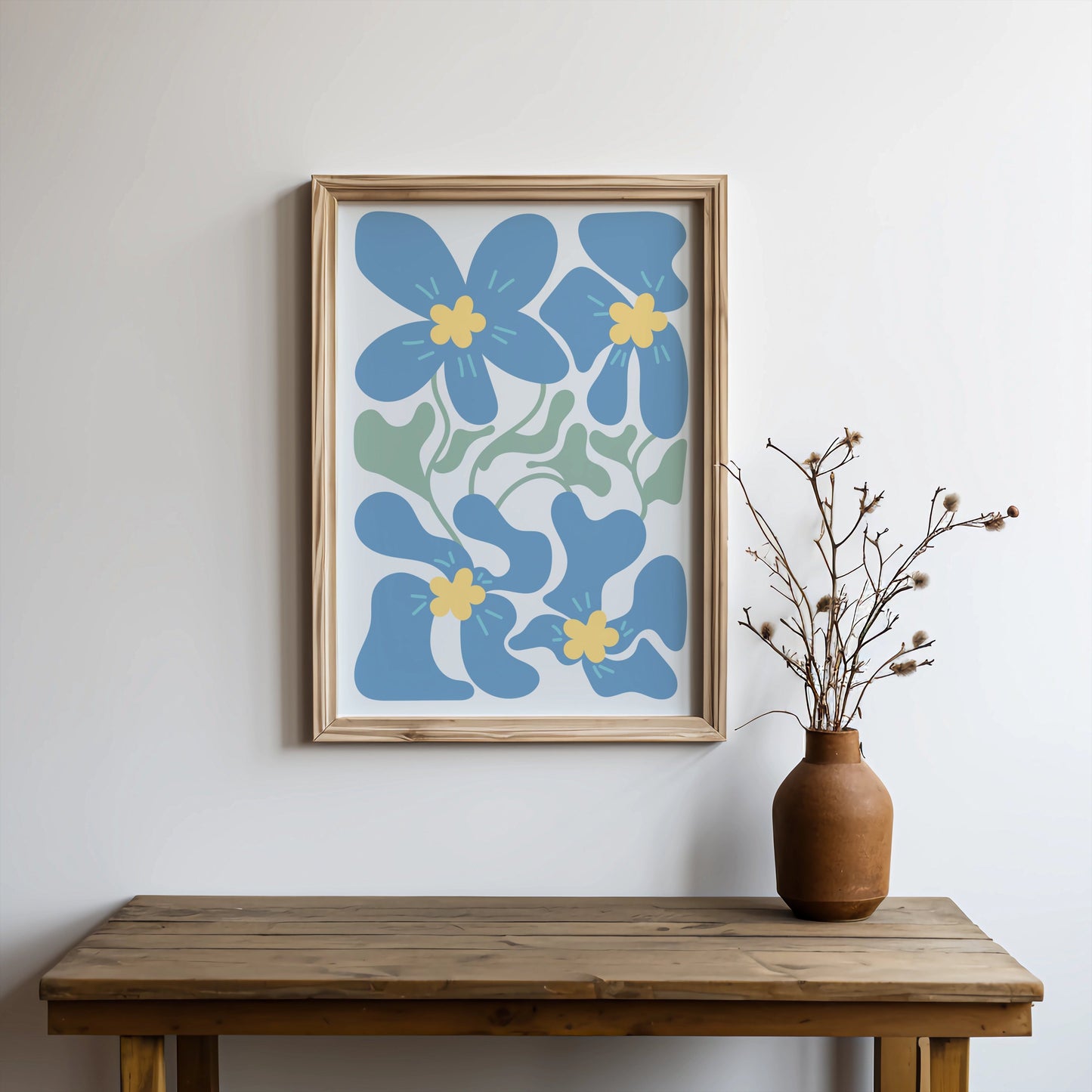 Premium Poster of Beautiful Abstract Blue Floral Art Design Posters